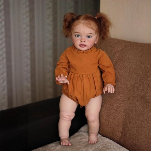 26Inch African American Reborn Baby Dolls Soft Cloth Body Orange Pippa-girl - Picture 2 of 6
